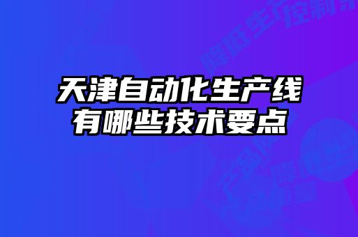 天津自動(dòng)化生產(chǎn)線(xiàn)有哪些技術(shù)要點(diǎn)