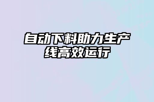 自動(dòng)下料助力生產(chǎn)線(xiàn)高效運(yùn)行