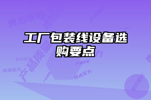 工廠包裝線設(shè)備選購要點