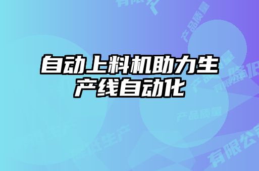 自動(dòng)上料機(jī)助力生產(chǎn)線(xiàn)自動(dòng)化
