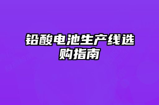 鉛酸電池生產(chǎn)線選購指南